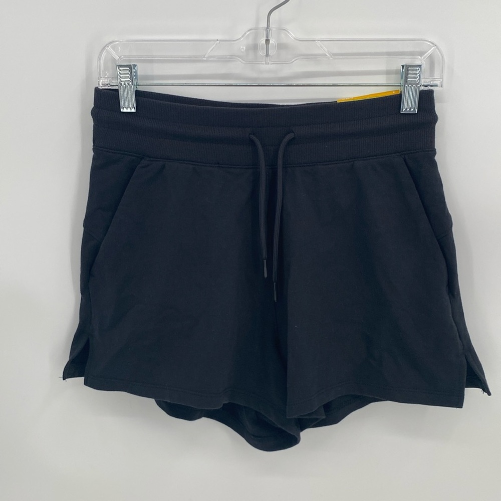 all in motion Black Cotton Sweat Shorts Elastic Tie Waist Pockets Women's Small